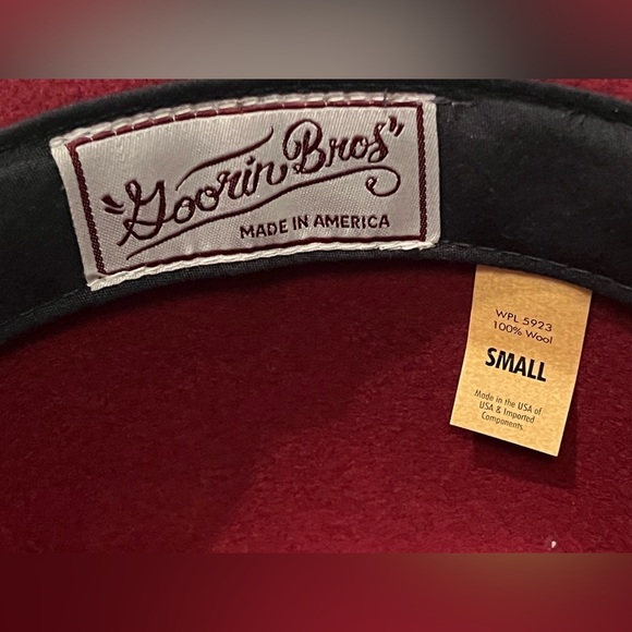 Goorin Bros Wool Burgundy Feathered Embellished Fedora Hat Size Small VTG - Picture 8 of 8